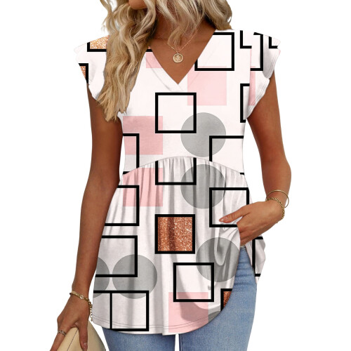 Women's  Blouses, with Ruffle Sleeves, Spring Elegant-Pink S