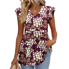 Women's Blouses, with Ruffle Sleeves, Spring-Lavender M