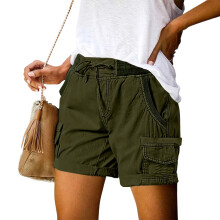 Women's Loose-fitting High Casual Four-Pocket-dark green M