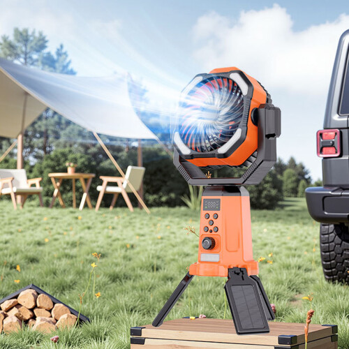 Open Air Rechargeable Fan With Strong ABS Frame Extended-Orange 2