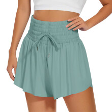 Flowy Athletic Shorts for Women 2 in 1 Running-mint green M