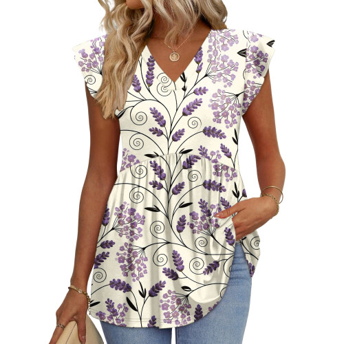 Women's  Blouses, with Ruffle Sleeves, Spring Elegant-White XL