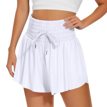 Flowy Athletic Shorts for Women 2 in 1 Running Shorts-White S
