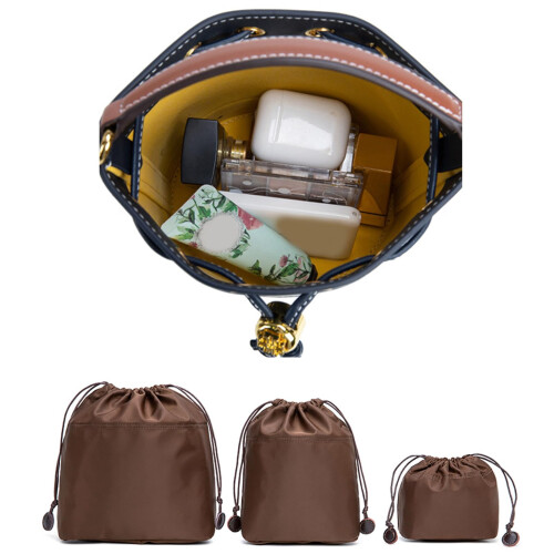 Nylon Purse Organizer Insert for Bucket Bag, Large Capacity Drawstring Inner Liner, Easy Clean 1