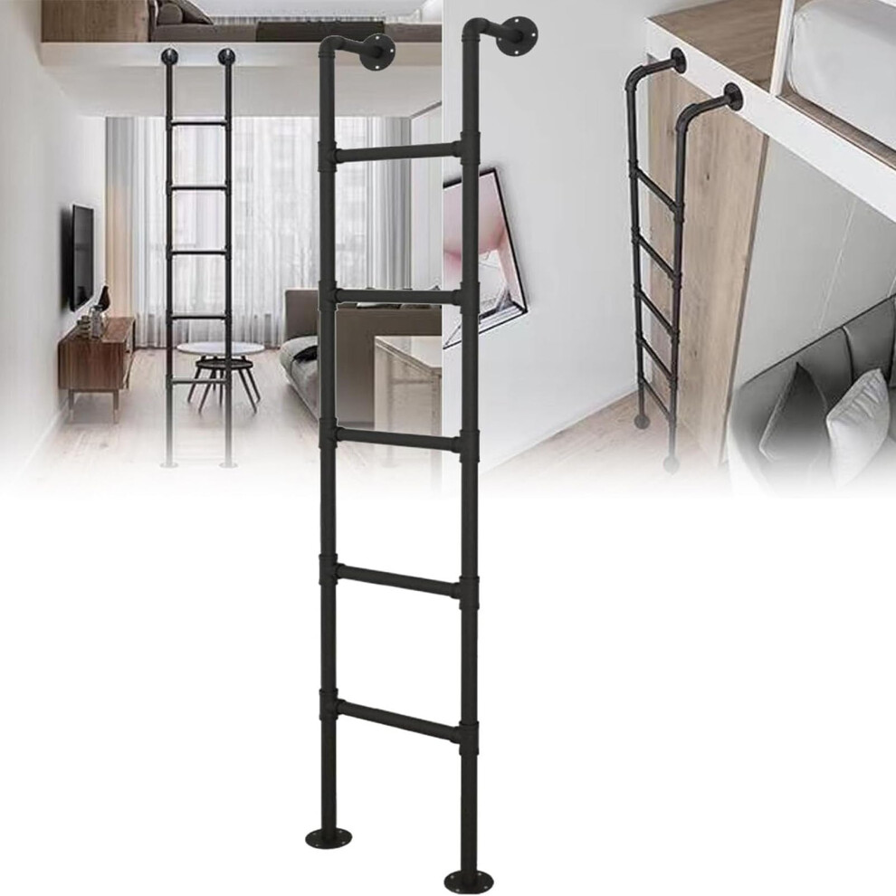 Heavy Duty Metal Bunk Bed Ladder 4.1Ft Black Wall Mounted Loft Ladder With Non Slip Wide Steps For Rv Or Egress Window 9351714577250