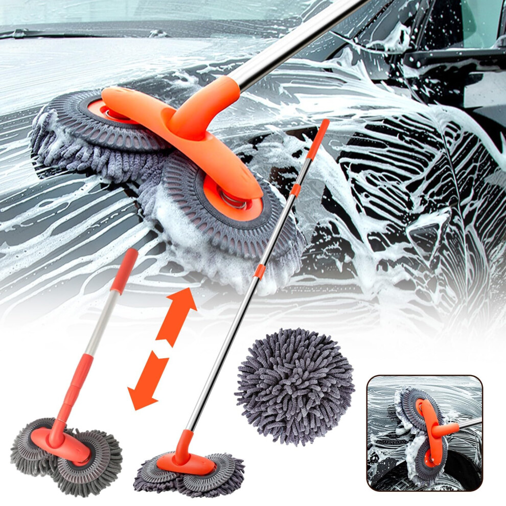 Car Wash Mop With Telescopic Long Handle, 2In1 Microfiber Chenille Brush For Scratch Detailing 9771547951520