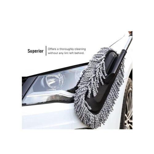 Combo 2PCS Microfiber Car Duster Brush Set with Extendable Stainless Handle for Scratch Cleaning 1