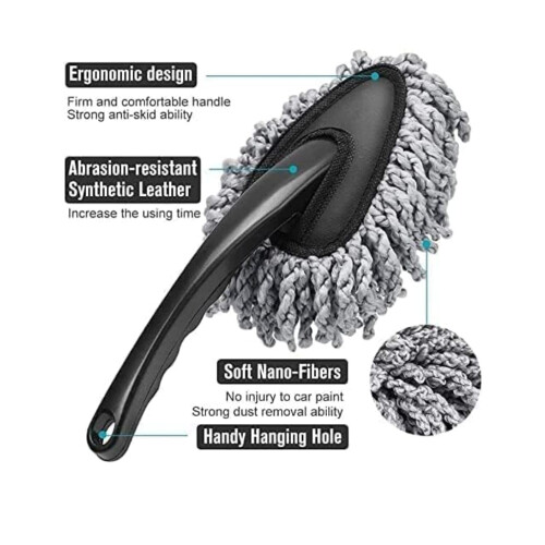 Combo 2PCS Microfiber Car Duster Brush Set with Extendable Stainless Handle for Scratch Cleaning 2