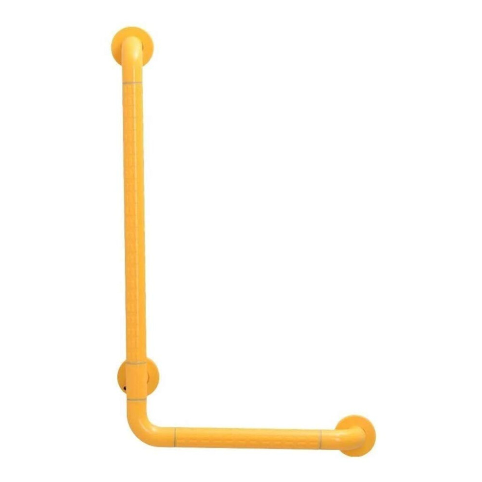 Yellow Lshaped Shower Grab Bar 60X40cm For Elderly, 304 Stainless Steel Bathroom Safety Handrail With 500 Lb Load Capacity, Nonslip Grip