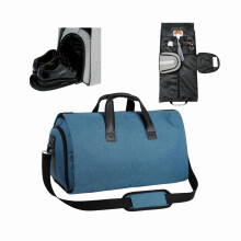 Convertible Garment Duffel Bag with Shoe Compartment, Carry On Travel Suit Bag for Men and Women Blue