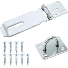 yao96266 3 Inch Stainless Steel Hasp Lock Heavy Duty Shed Lock Hasp Door Latch Gate Padlock Security Hasp Lock For Door Window Cabinet Silver