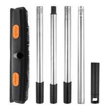 Pet Hair Remover Broom with Telescopic Long Handle, Multi Surface Rubber Brush for Carpet and Floor Cleaning