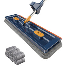 Flat Mop with Bucket, 6 Microfiber Pads, 360 Rotating Head, Wet and Dry Floor Mop for Hardwood Floors