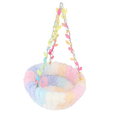 Plush Bird Hanging Hammock Coral Fleece + Metal
