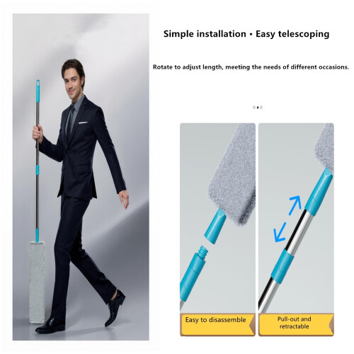 2026 Upgraded Retractable Gap Dust Cleaner with Extension Pole, Flat Under Appliance Duster with 4 Reusable Microfiber Cloths 1
