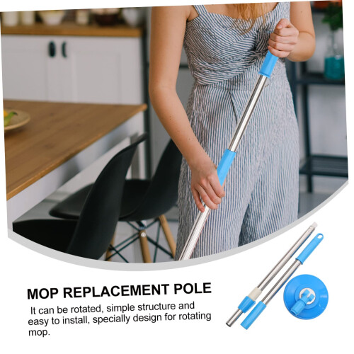 Spin Mop Replacement Handle Stainless Steel 360 Rotating Pole Lightweight Durable Easy Install 2