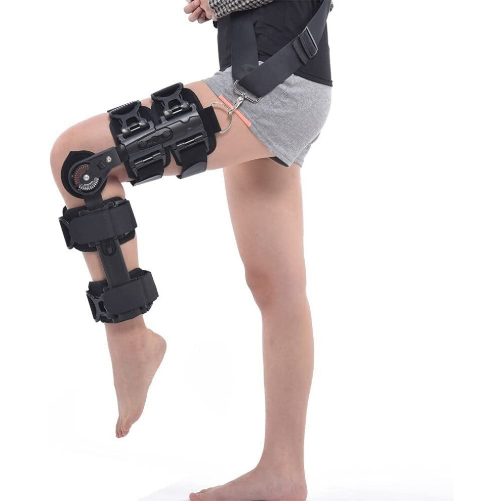Adjustable Hinged Knee Brace with ROM Support, Patella Stabilizer and Dual Side Hinges for Arthritis Pain Relief