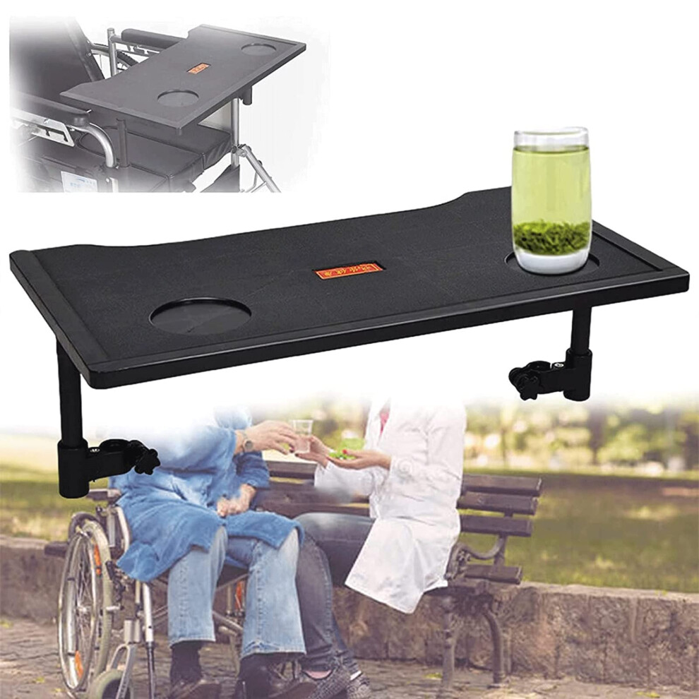Wheelchair Tray Table with Dual Cup Holders, Detachable Lap Desk for Eating, Reading and Laptop Use