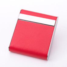 Leather Cigarette Case with Magnetic Flip Closure, Compact Red PU Holder Box for Men, Gift Ready