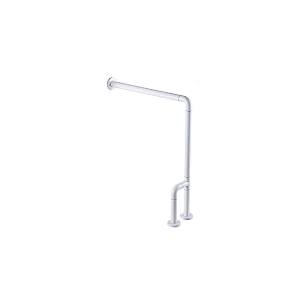 White Bathroom Grab Bar For Elderly, Nonslip Lshaped Stainless Steel Handrail With Luminous Safety Circles, Wall Mounted Toilet Safety Rail