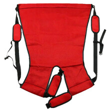 Patient Transfer Sling with Comfort Grip Handles, Full Body Support Stair Assist Harness for Elderly, Red