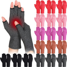 18 Pairs Fingerless Compression Gloves for Arthritis Pain Relief, Breathable Stretch Cotton Spandex, Large