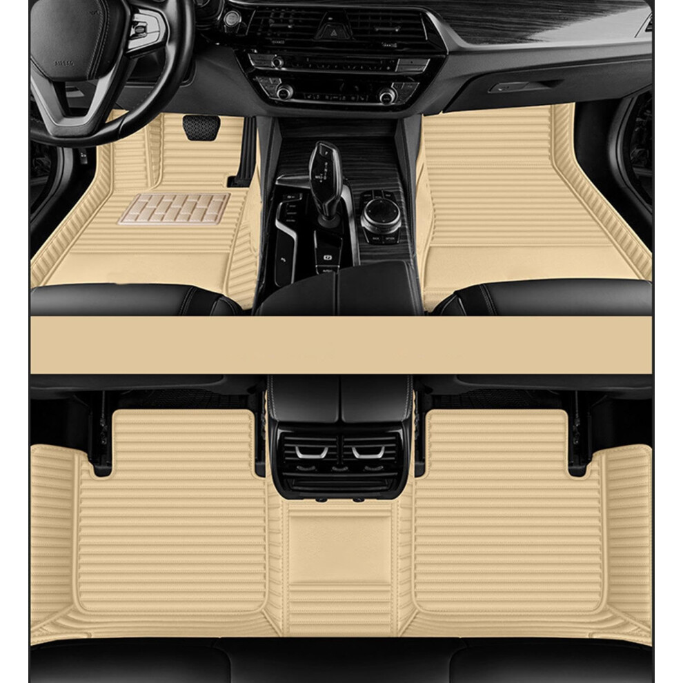 Custom Car Floor Mats For Land Rover Range Rover Sport Evoque Velar Discovery, Leather Waterproof Nonslip Design Beige 9330225433224