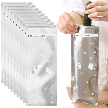 Reusable Food Storage Bags with Zipper Slider, Aluminum Foil StandUp Design, Writable Label, Freezer Safe (10)