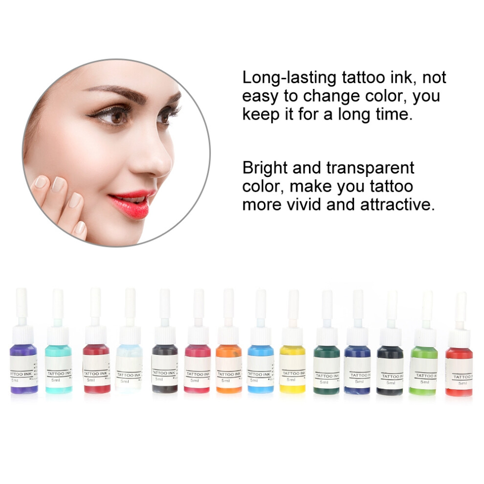 Tattoo Ink 5ml, 14 Colors, 1.8x7cm, Long-Lasting