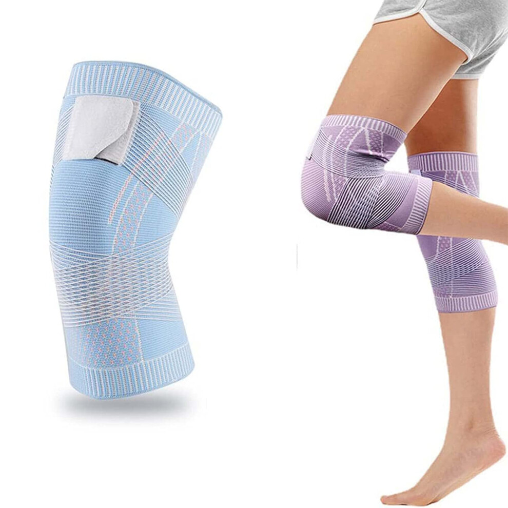 Blue 3D Elastic Knee Compression Sleeve L Â Breathable Brace For Sports Pain Relief And Recovery