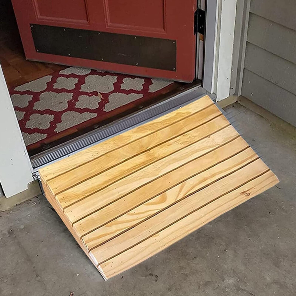 Wooden Wheelchair Threshold Ramp for Elderly, NonâSlip Heavy Duty Doorway Ramp for Scooter and Pet Access, 7â¯Inch Rise