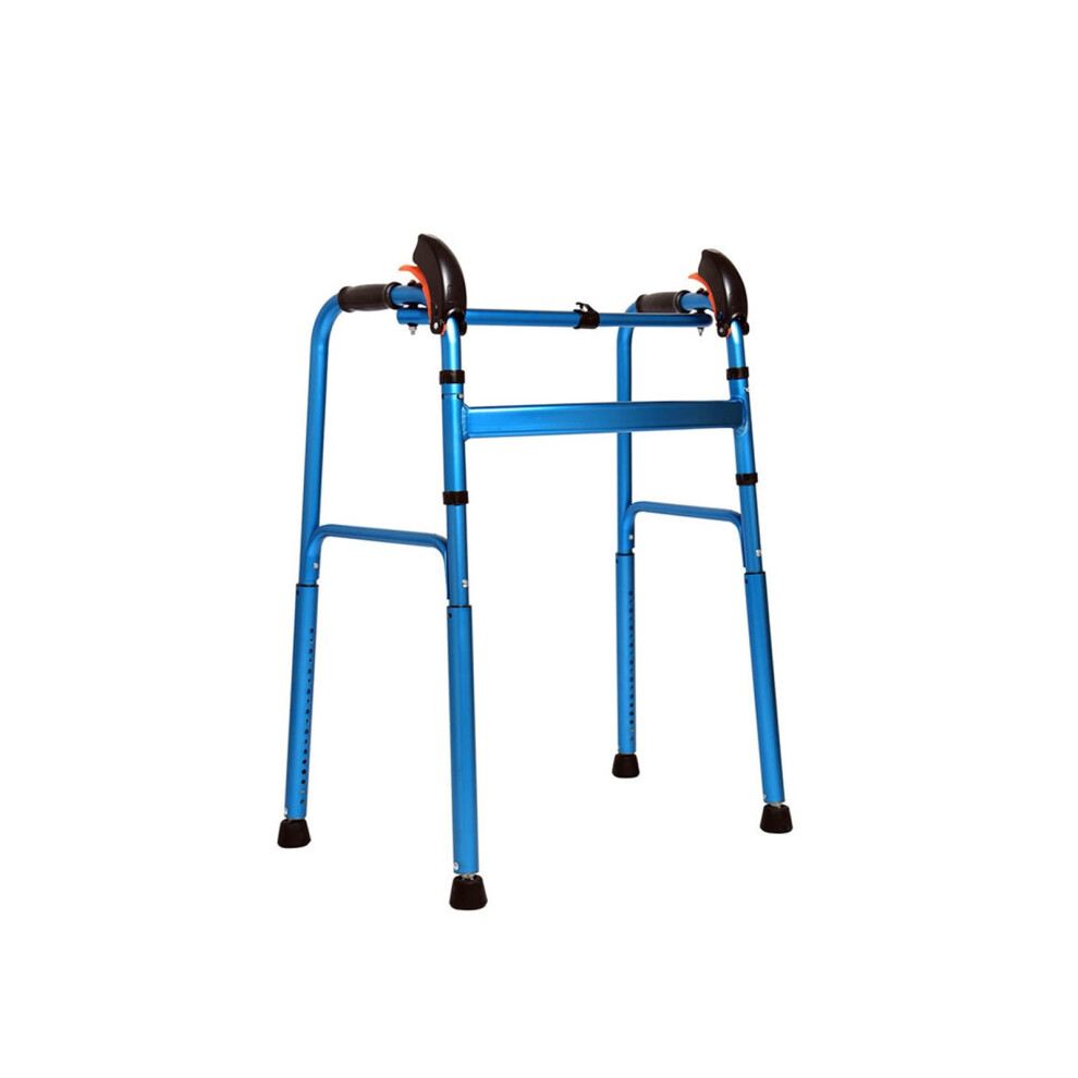 Blue Folding Walker With Wheels For Seniors, Lightweight Aluminum Walking Frame With Automatic Height Adjustment,
