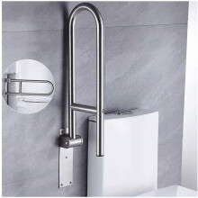 24 Inch UShaped Stainless Steel Grab Bar for Bathroom, Foldable NonSlip Toilet Safety Handrail for Elderly and Disabled
