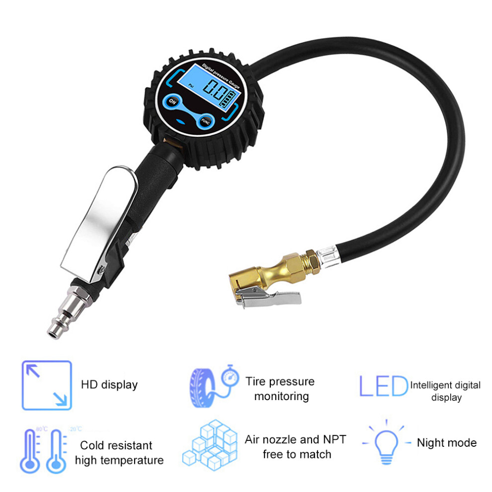 Handheld Tire Inflator Gauge Tpms 0-14.2Bar Black 7901393737067