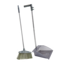 Long Handle Broom and Dustpan Set with Ergonomic Grip, Stand Up Design for Effortless Home Cleaning