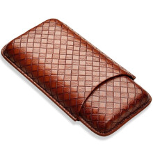 Leather Cigar Case for Travel, Cedar Lined 3 Cigar Holder Humidor with Moisture Resistant Design