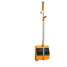 Heavy Duty Push Broom with Wide Head and Durable Bristles for Driveway, Patio, and Yard Cleaning (Orange)