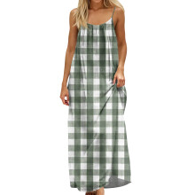 Women Backless Cami Dress, Summer Casual Sleeveless-Green XXL