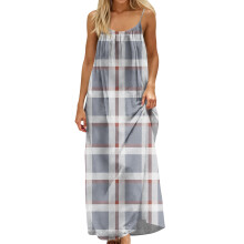 Women Backless Cami Dress, Summer Casual Sleeveless-Gray M