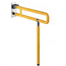 Bathroom Grab Bar Folding Shower Handrail for Elderly, Non Slip Stainless Steel Safety Rail, Yellow