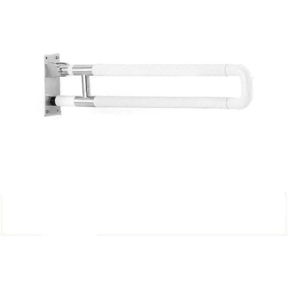 White Bathroom Grab Bar 75Cm Foldable Support Rail For Toilet And Shower, Wall Mounted Antislip Handrail