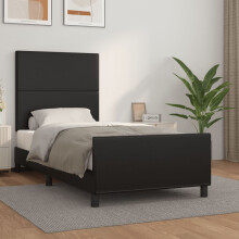 vidaXL sengestel med hovedgærde sort 90x190 cm kunstlæder