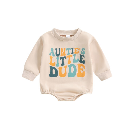 (6-12 Months, Beige) Φόρμα Ολόσωμη για Στάμπα Γράμματα