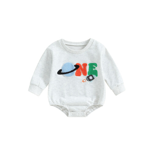 (6-12 Months, Gray) Ολόσωμη φόρμα με γράμμα Planet