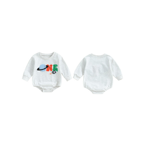 (12-18 Months, Gray) Ολόσωμη φόρμα με γράμμα Planet 1
