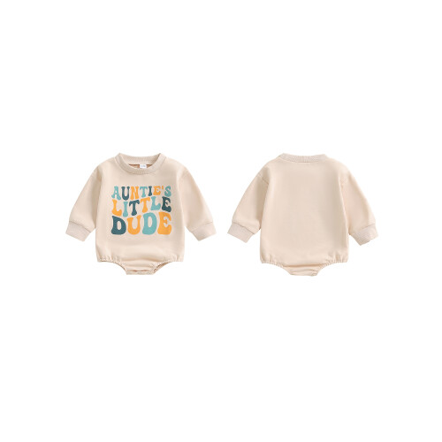 (6-12 Months, Beige) Φόρμα Ολόσωμη για Στάμπα Γράμματα 1
