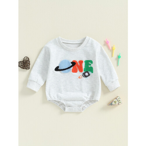 (6-12 Months, Gray) Ολόσωμη φόρμα με γράμμα Planet 2