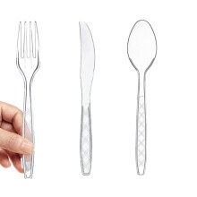 60 Pieces Disposable Cutlery Set Transparent Plastic Utensil Set for Parties Home and Outdoor Use