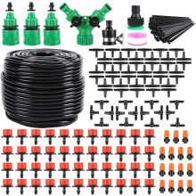 164FT Drip Irrigation System, 180 Pcs Garden Watering Kit with Adjustable Nozzles for Greenhouse, Patio, Lawn