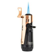 Gold Windproof Refillable Butane Torch Lighter with Adjustable Jet Flame for Camping and Outdoor Use